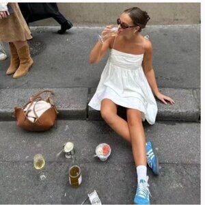 Reformation Catarina Babydoll Mini Dress White Sz 4